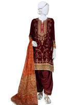 J. MAROON VELVET 3PC STITCHED – EMBROIDERED FESTIVE COLLECTION