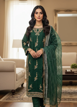 Luxury 3-Piece Katten Silk Outfit – Zari Handwork with Dupatta