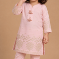 Baby Choice pink embossed glitter lawn embroidered girls 2 piece suit with matching embroidered trousers in Canada