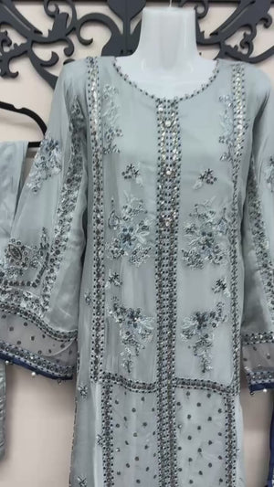 Light blue embroidered South Asian 3 piece suit Canada