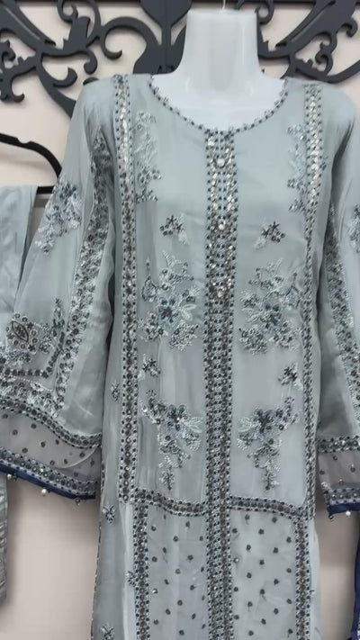 Light blue embroidered South Asian 3 piece suit Canada