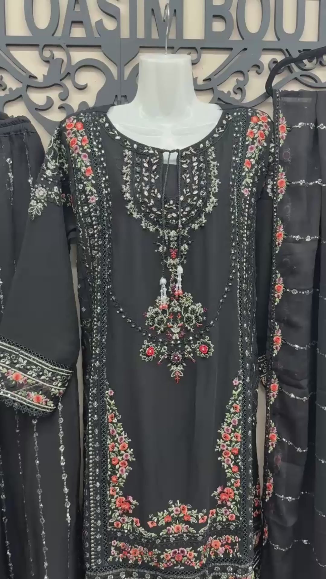 Black Pakistani wedding wear 3 piece outfit