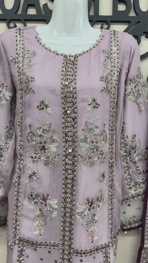 Lilac embroidered Pakistani wedding guest dress Canada