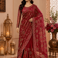 red indian saree