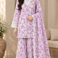3PC Cotton Crepe Suit with Organza Dupatta