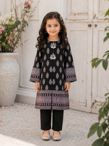 Baby Choice black kids cotton 2 piece suit with printed shirt and matching trousers for girls in canada