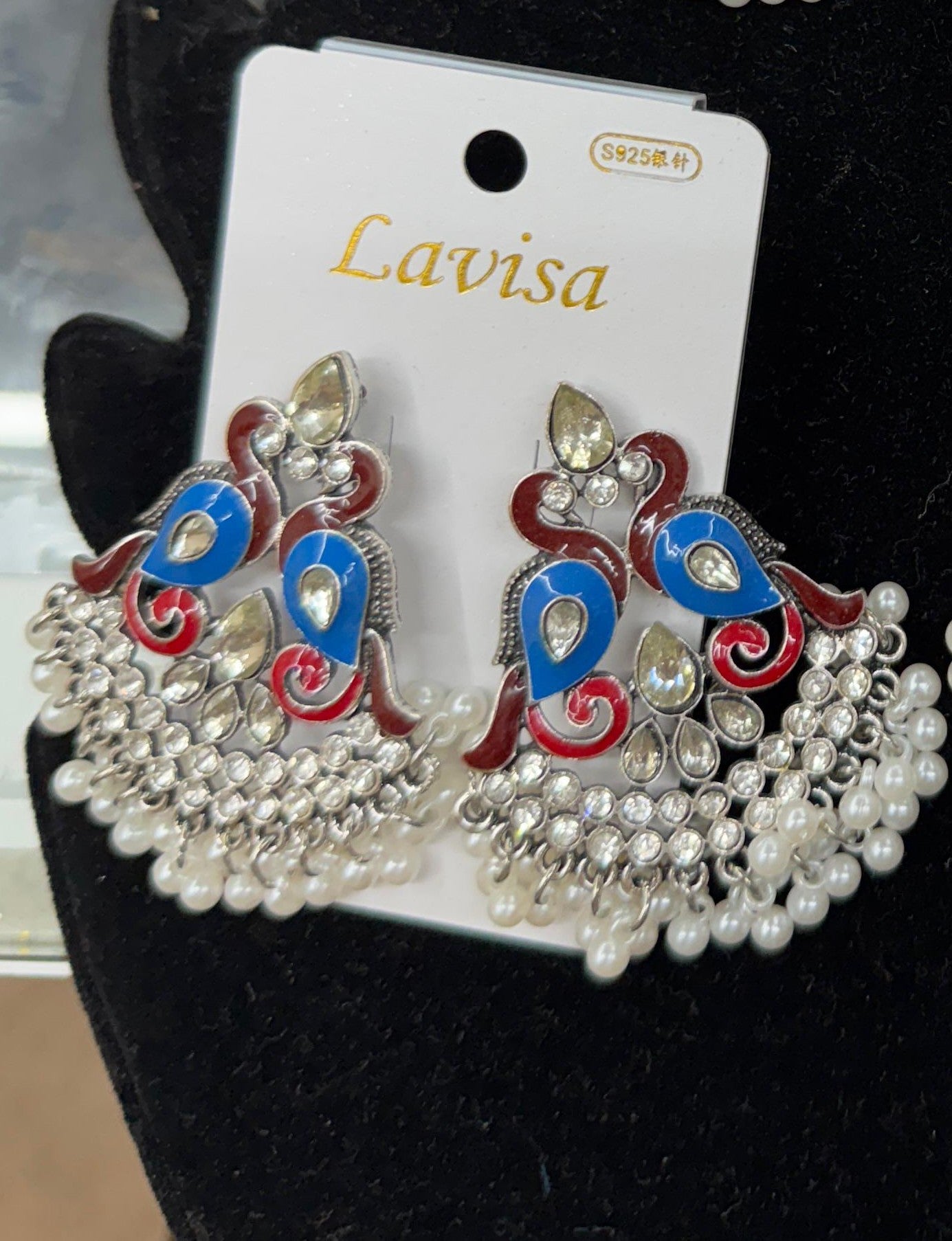 traditional blue jewelry women
ethnic wedding earrings