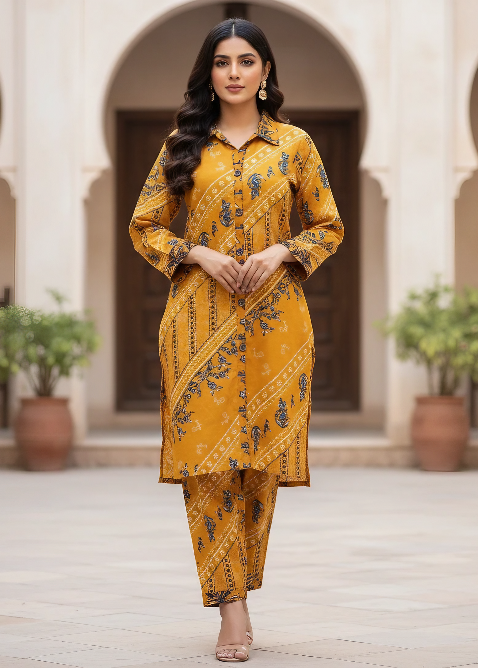 2 Piece Khaddar Cord Set for Women – Short Shirt with Straight Trousers