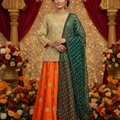 3-Piece Chiffon Fully Embroidered Shirt & Dupatta with Silk Embroidered Lehenga