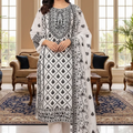 Chiffon 3 pcs Embroidered Suit with Sequins, Thread & Beads Work