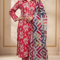 3 Piece Printed Lawn Suit for Women – Summer Outfit with Lace Neck & Dupatta