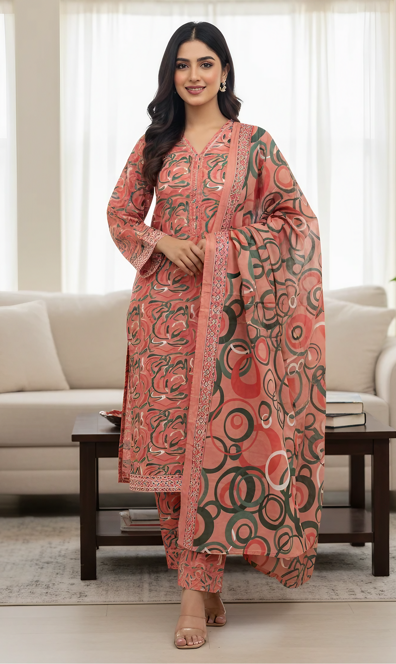 3-Piece Printed Lawn Stitched Suit by Bin Saeed