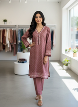 Women’s 2PC Lawn Printed Outfit  | Shirt & Trouser with Lace Details