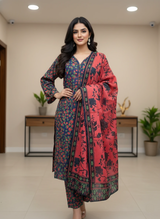 3 Piece Lawn Printed Suit for Women – Summer Shirt, Trousers & Dupatta Set