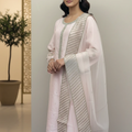 Erum Eman Women’s soft Pastel Pink 3 Piece Embroidered Suit – Party Wear