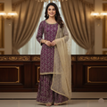 3-Piece Chiffon Embroidered Gharara outfit