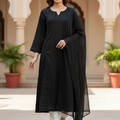 3-Piece Cotton Lawn Outfit BLACK