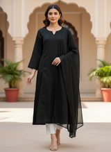 3-Piece Cotton Lawn Outfit BLACK
