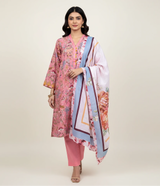 3 Pcs Pink Lawn Printed Suit for Women – Summer Shirt trouser Dupatta Set