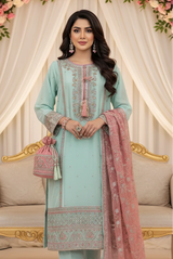 Luxury Chiffon Embroidered 4Pc Formal Dress with Potli Bag (Copy)