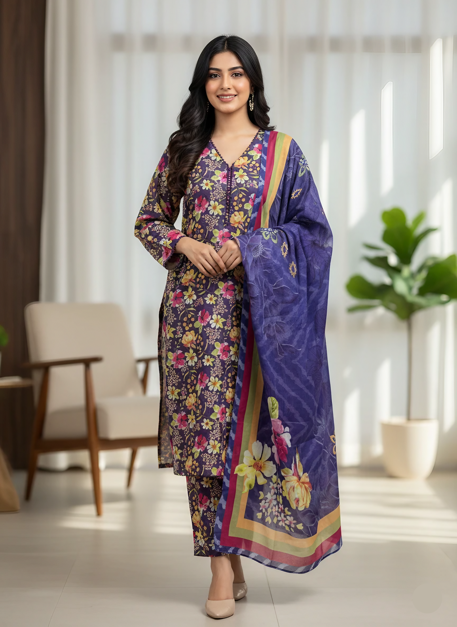 3 Pcs Lawn Printed Suit for Women