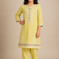 Girls yellow embroidered cotton 2 piece suit by Baby Choice