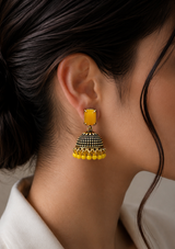 Yellow Stone Gold Jhumka Earrings – Pakistani Jewelry Canada\