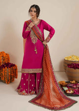 Fuchsia Raw Silk Sharara Suit – Zarqun Pakistani Formal Wear Canada