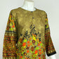 Beige Floral Premium Printed Lilen Top