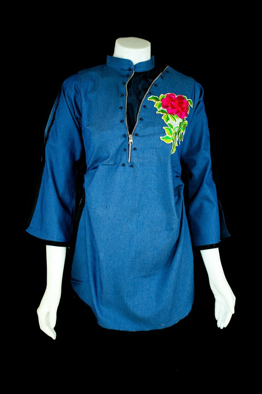 Zipper Embellished Cotton Kurti *