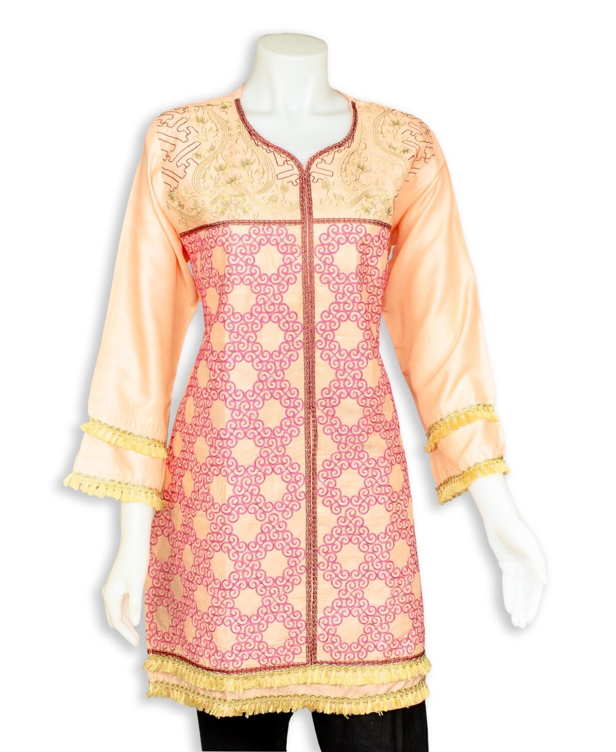 Embroidered Cotton Pink Kurti