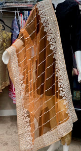 Orange Resham Work Dupatta