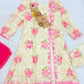 Pink Floral Net Anarkali Dress S