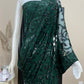 Net Embroidered Fancy Green Saree