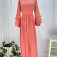 Peach Pink Long Chiffon Dress