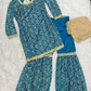 Luxury Blue Georgette/Silk Gharara Outfit 3PC