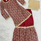 Luxury Floral Maroon Georgette/Silk Gharara 3PC