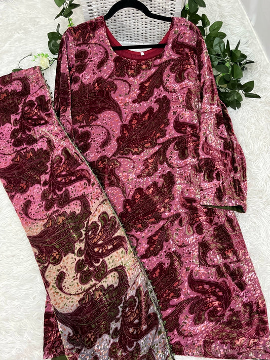 2 Pcs Palachi Suit - Shirt and Dupatta