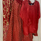3Pcs Beautiful Embroidered Lengha in Ruby Red