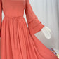 Peach Pink Long Chiffon Dress