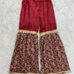 Luxury Floral Maroon Georgette/Silk Gharara 3PC
