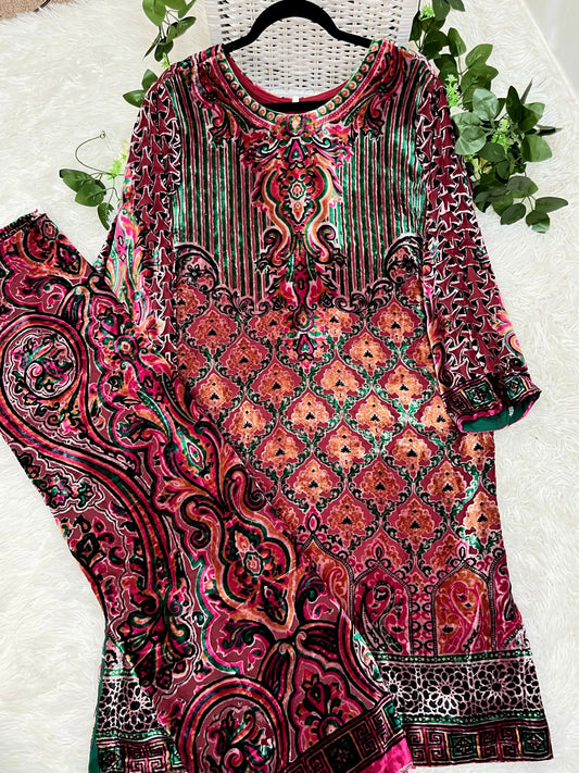 2 Pcs Palachi Suit - Shirt and Dupatta