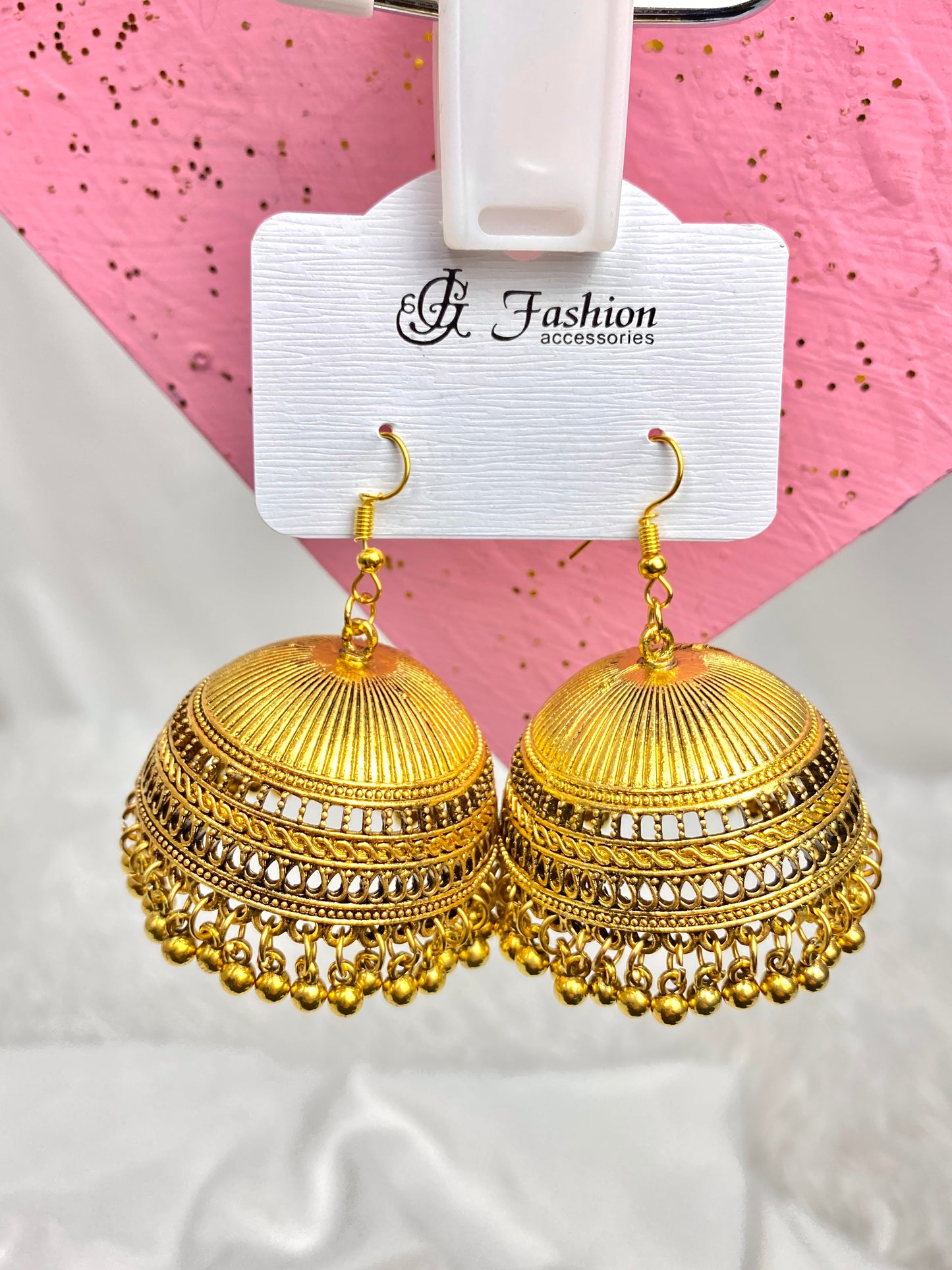 Simple Big Jhumka Statement Earrings -Golden