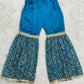 Luxury Blue Georgette/Silk Gharara Outfit 3PC