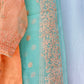 Fancy Peach-Blue Organza 3PC Outfit
