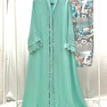 Teal Chiffon Abaya with Scarf