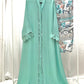 Teal Chiffon Abaya with Scarf