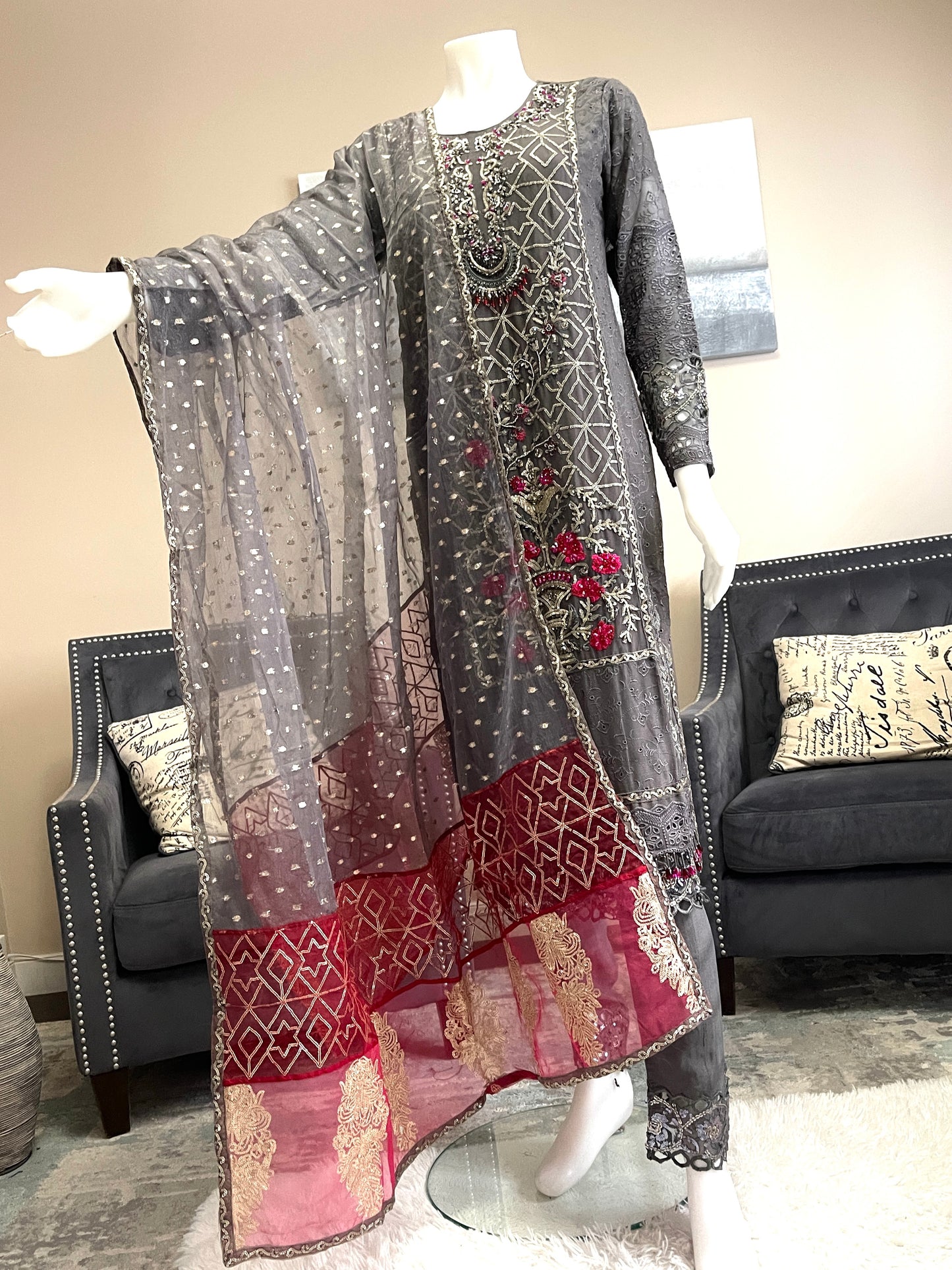 Zahra Rubab Chikan Kari Festive Outfit S-L