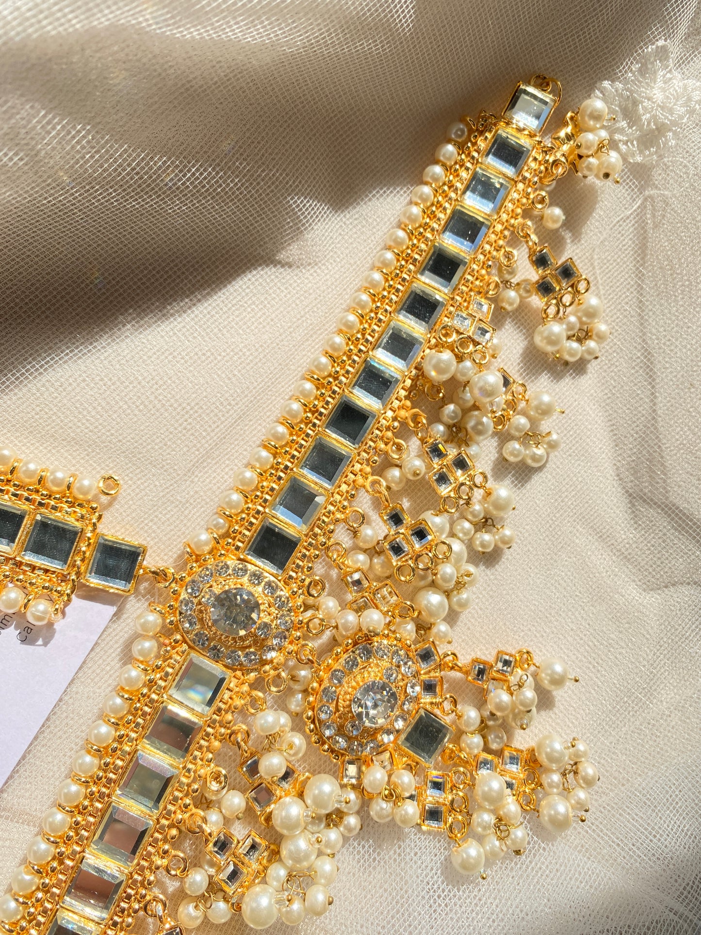 Premium Matta Patti White + Gold
