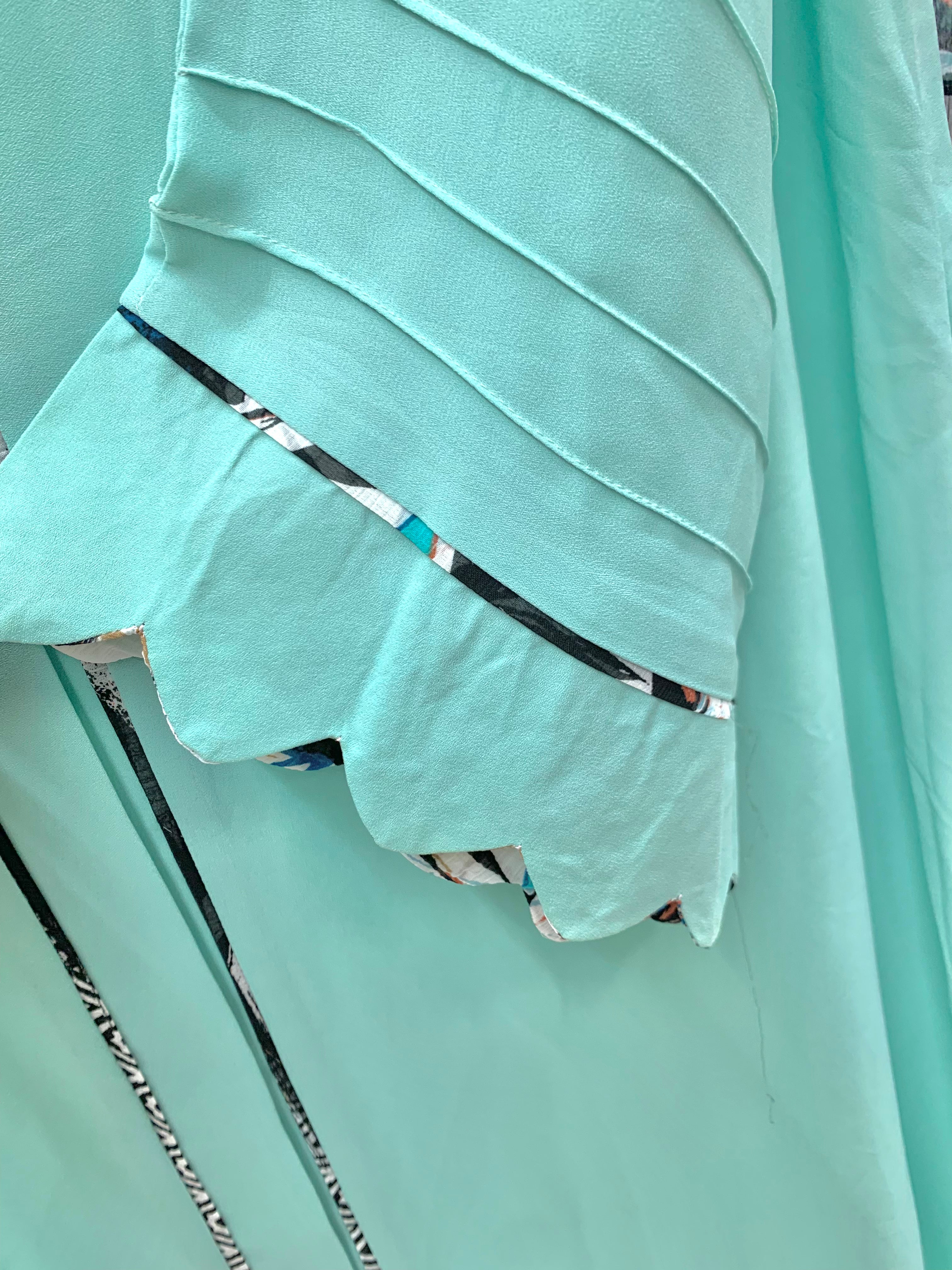 Teal Chiffon Abaya with Scarf